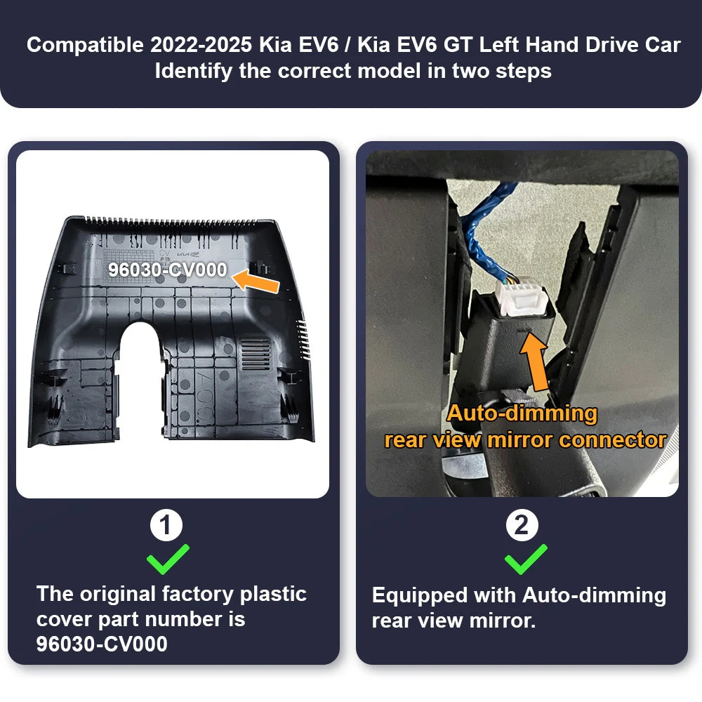 FITCAMX Dash Cam for 2022-2025 Kia EV6 / Kia EV6 GT