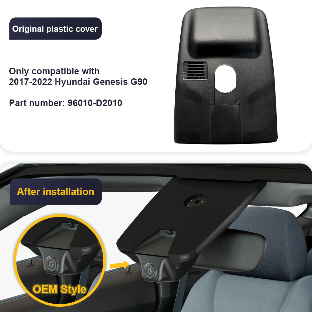 FITCAMX Dash Cam for Genesis G90 2017-2022 (Rear Mirror Cover part number 96010-D2010)