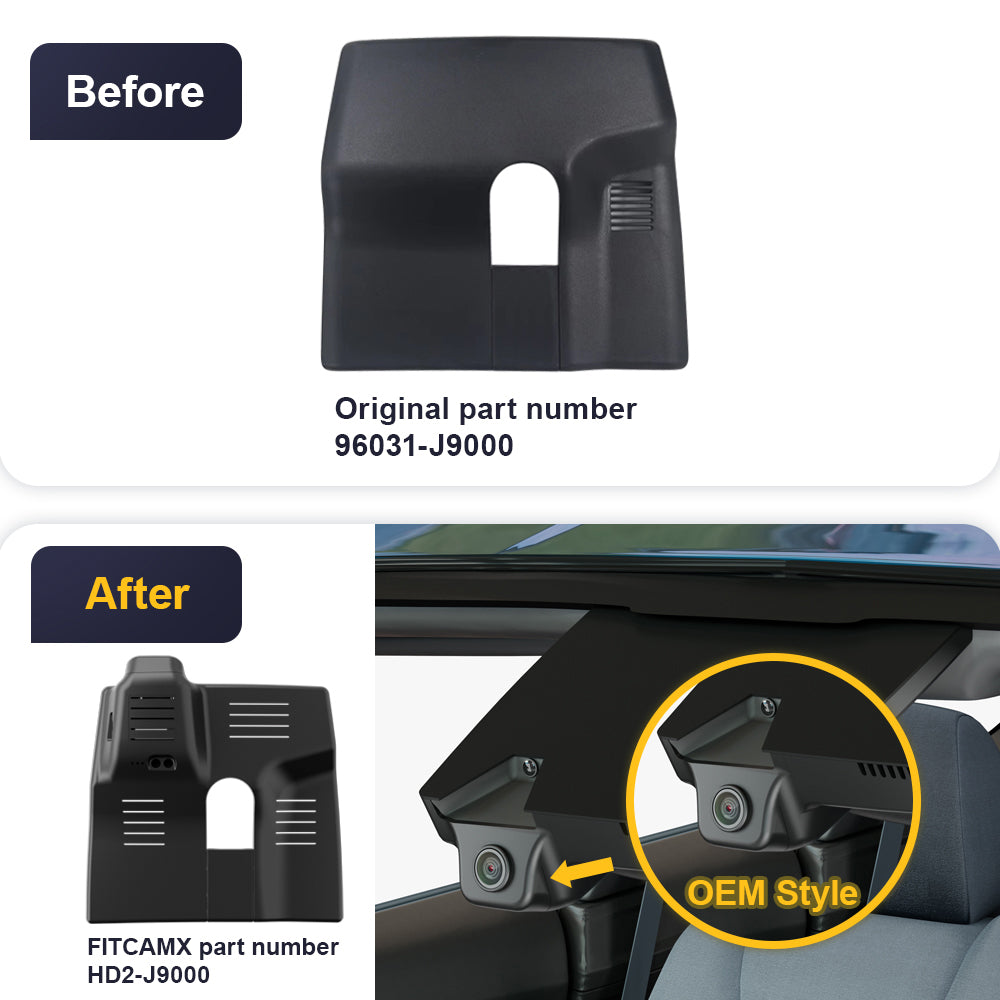 Fitcamx Dash Cam for 2019 - 2022 Hyundai Veloster and Veloster N 2nd Gen (JS) (Rear Mirror Cover part number 96031-J9000)