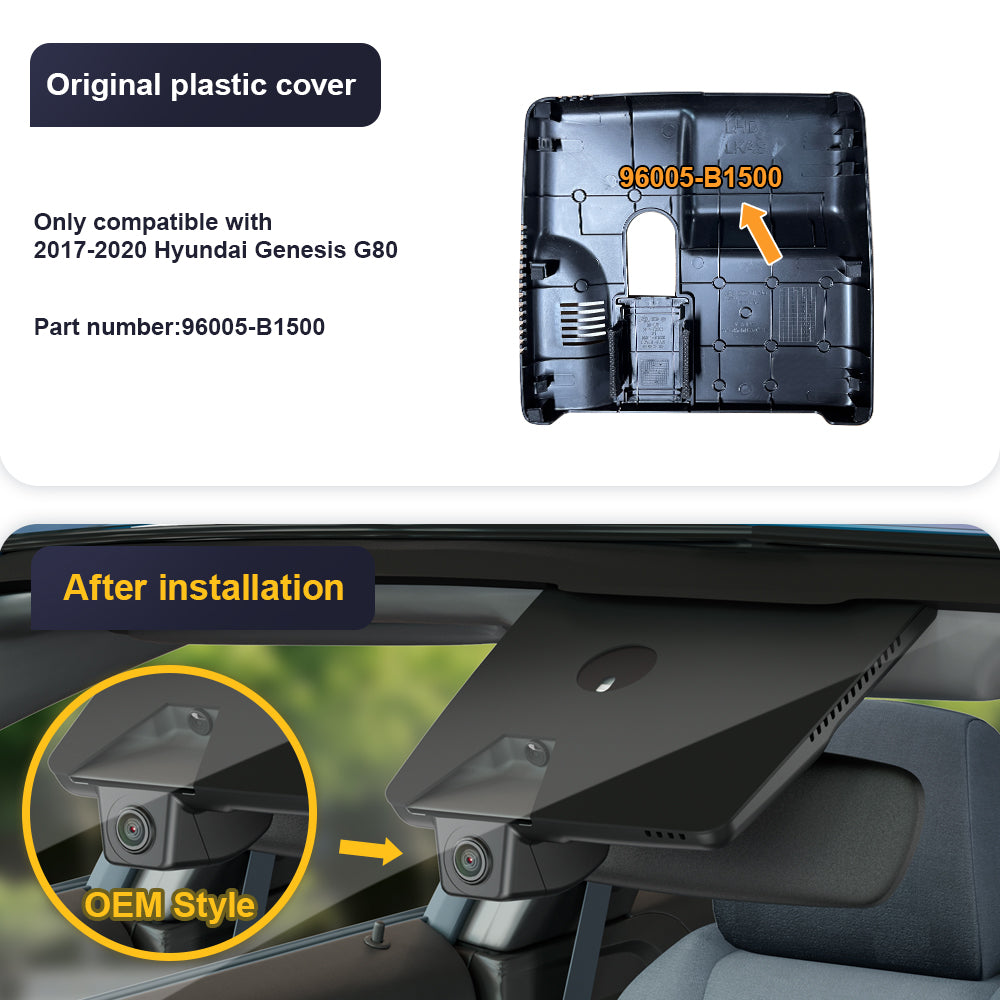 FITCAMX Dash Cam for Genesis G80 2017-2020 (Rear Mirror Cover part number 96005-B1500)