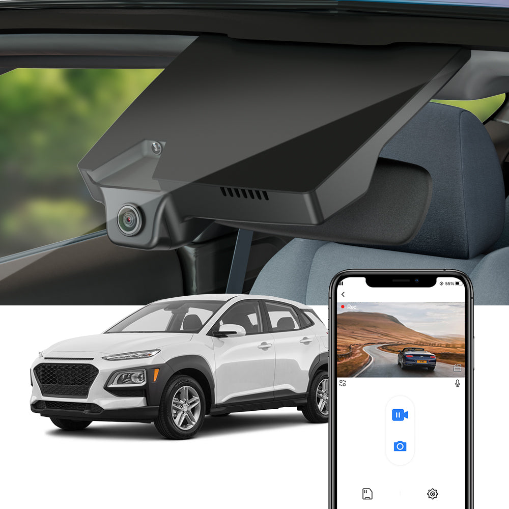 Fitcamx Dash Cam for 2018 - 2021 Hyundai Kona and Kona Electric (Rear Mirror Cover part number 96031-J9000)