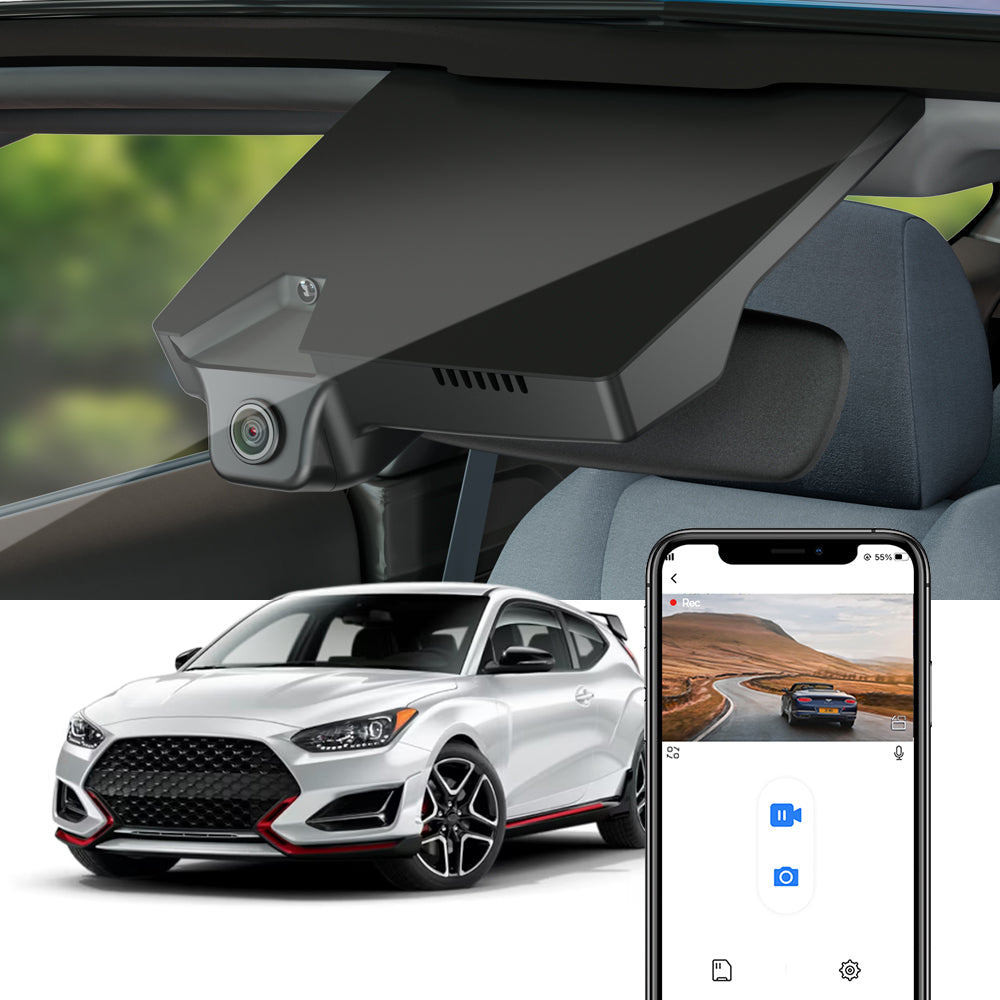 Fitcamx Dash Cam for 2019 - 2022 Hyundai Veloster and Veloster N 2nd Gen (JS) (Rear Mirror Cover part number 96031-J9000)