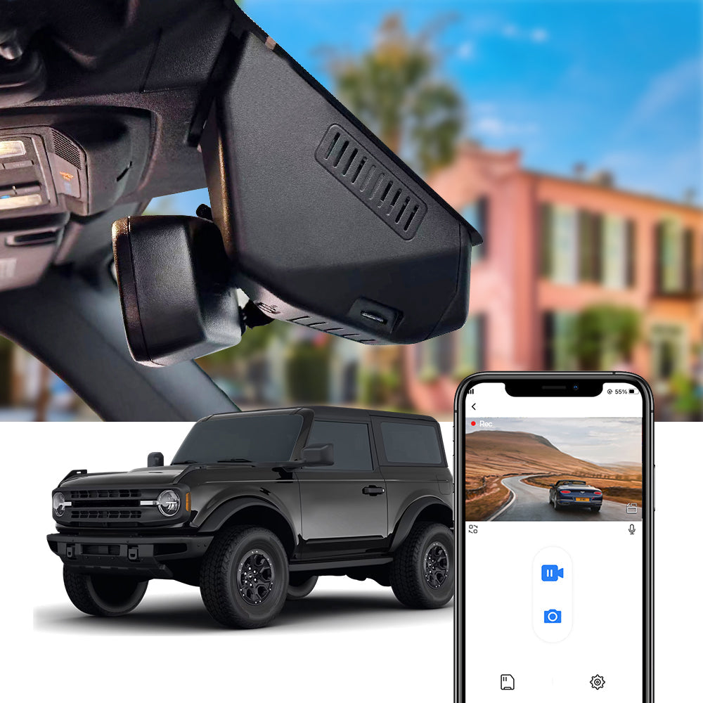 FITCAMX Dash Cam for Ford Bronco and Bronco Raptor 2021-2024 6th Gen (U725) and Ford Bronco Sport 2021 - 2025