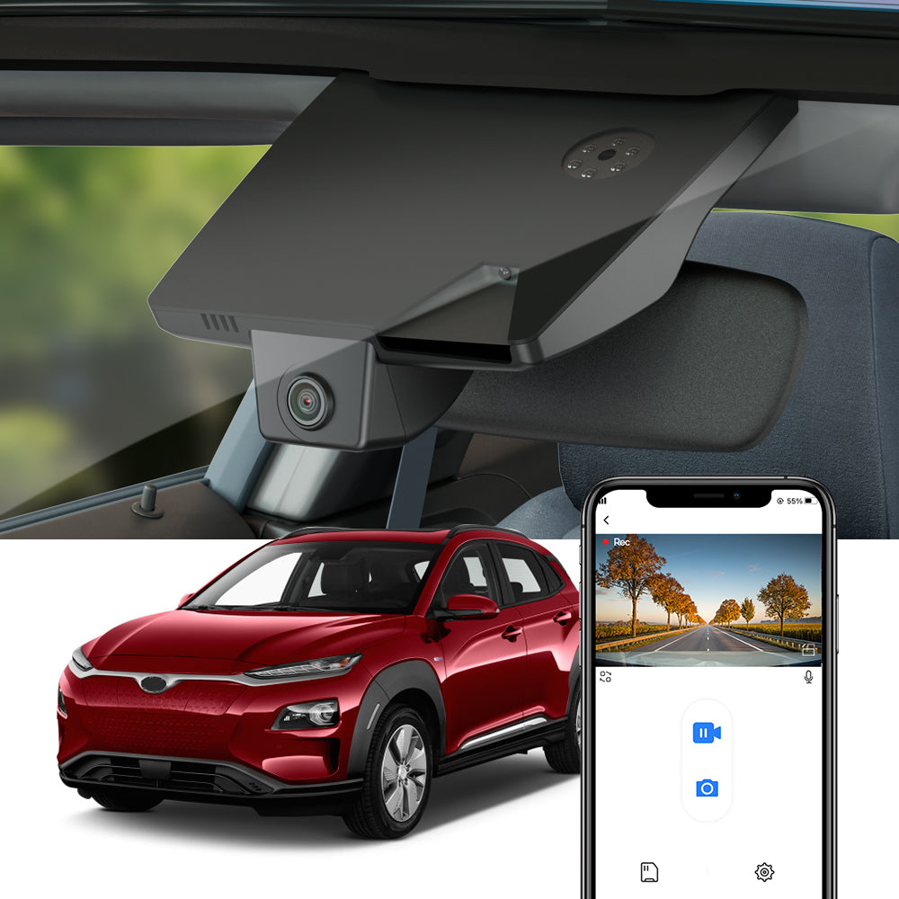 FITCAMX Dash Cam for Hyundai Kona, N, Electric, 2019-2020 (Right Hand Drive vehicle) (Rear Mirror Cover part number 96031-J9900)