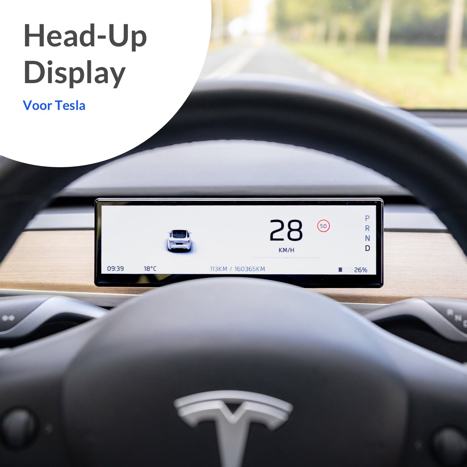 Head-up Display voor Tesla